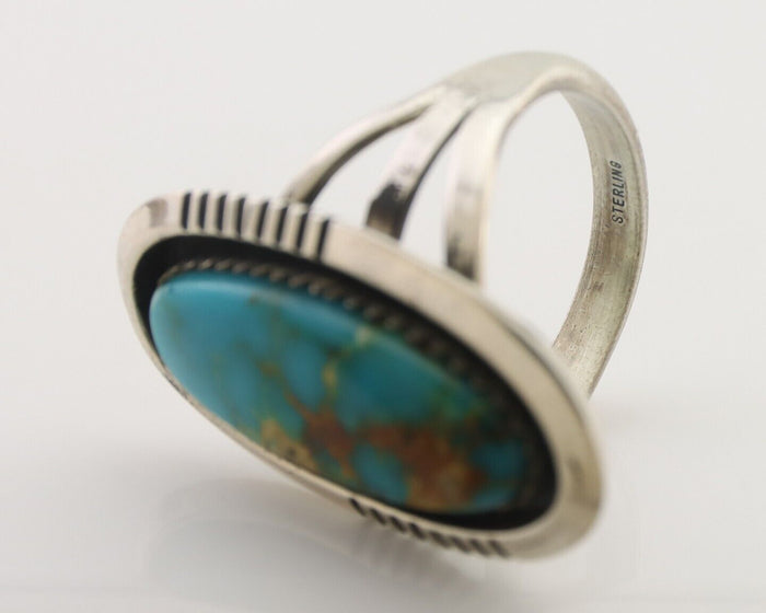 Navajo Ring 925 Silver Natural Blue Turquoise Native American Artist C.80's