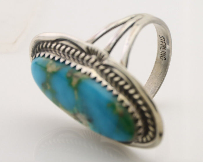 Navajo Ring 925 Silver Natural Blue Turquoise Native American Artist C.80's