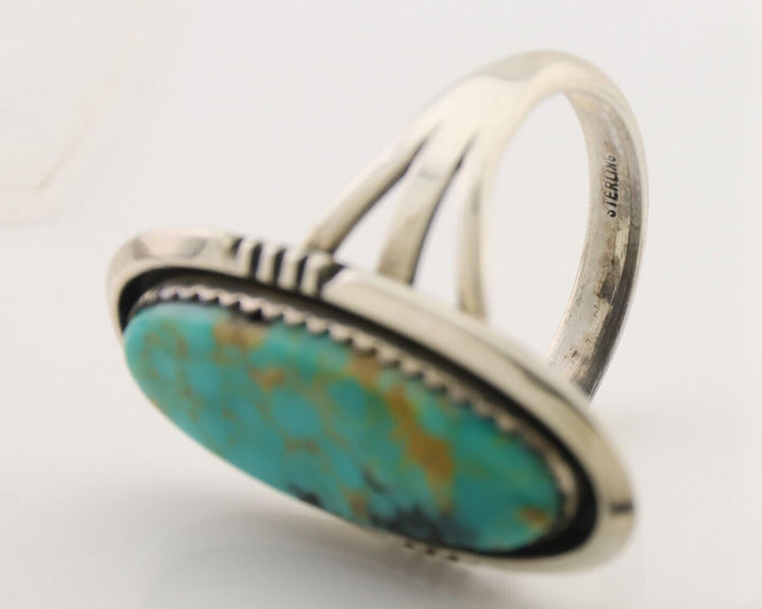 Navajo Ring 925 Silver Natural Blue Turquoise Native American Artist C.80's