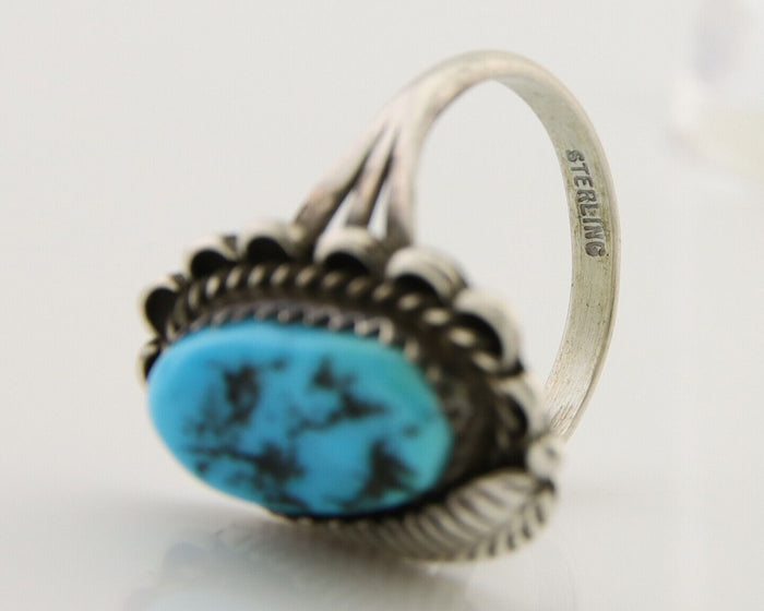 Navajo Ring 925 Silver Natural Blue Turquoise Native American Artist C.80's