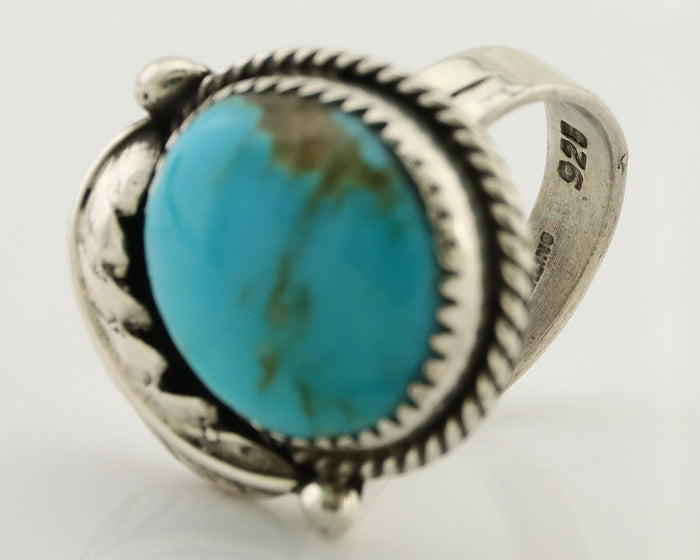 Navajo Ring 925 Silver Natural Blue Turquoise Native American Artist C.80's