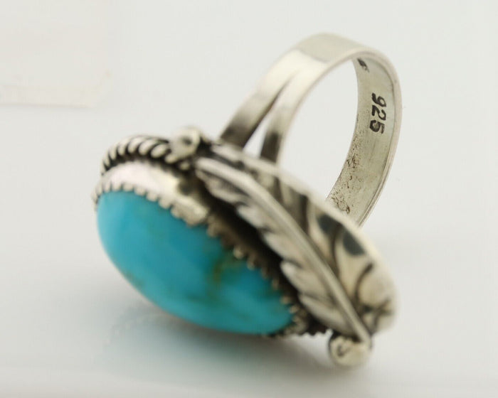 Navajo Ring 925 Silver Natural Blue Turquoise Native American Artist C.80's