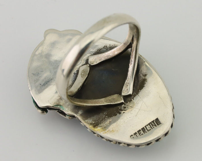 Navajo Ring 925 Silver Natural Blue Turquoise Native American Artist C.80's