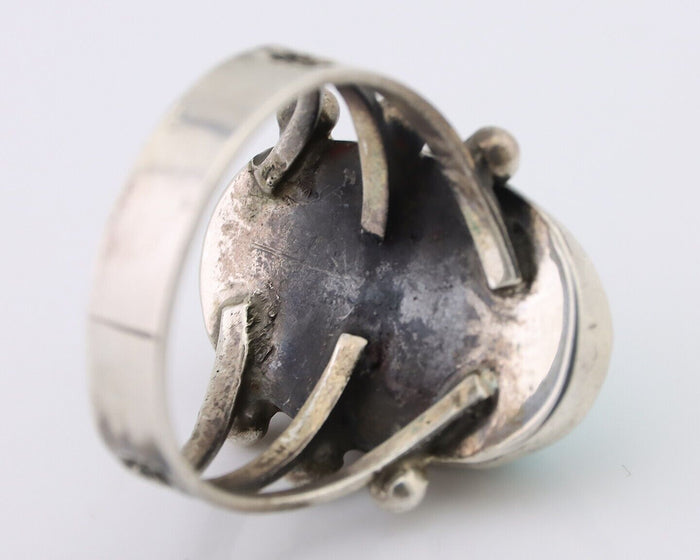 Navajo Ring 925 Silver Natural Blue Turquoise Native American Artist C.80's
