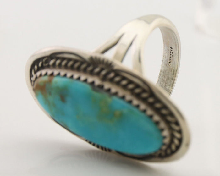 Navajo Ring 925 Silver Natural Blue Turquoise Native American Artist C.80's