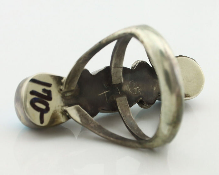 Navajo Ring 925 Silver Natural Blue Turquoise Native American Artist C.80's