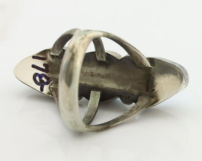 Navajo Ring 925 Silver Natural Blue Turquoise Native American Artist C.80's