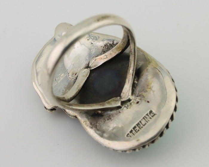 Navajo Ring 925 Silver Natural Blue Turquoise Native American Artist C.80's