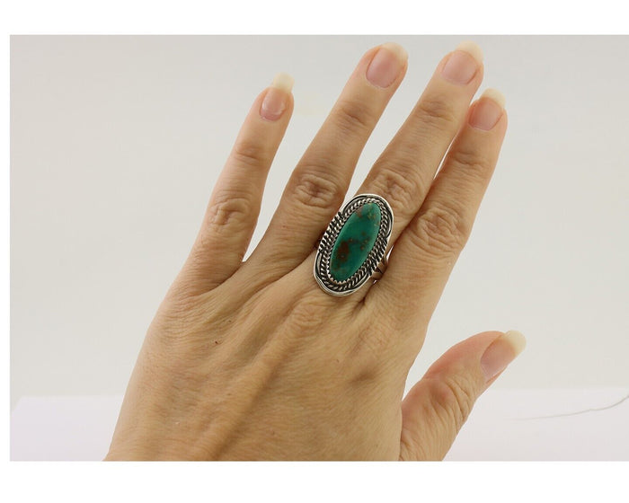 Navajo Ring 925 Silver Natural Blue Turquoise Native American Artist C.80's