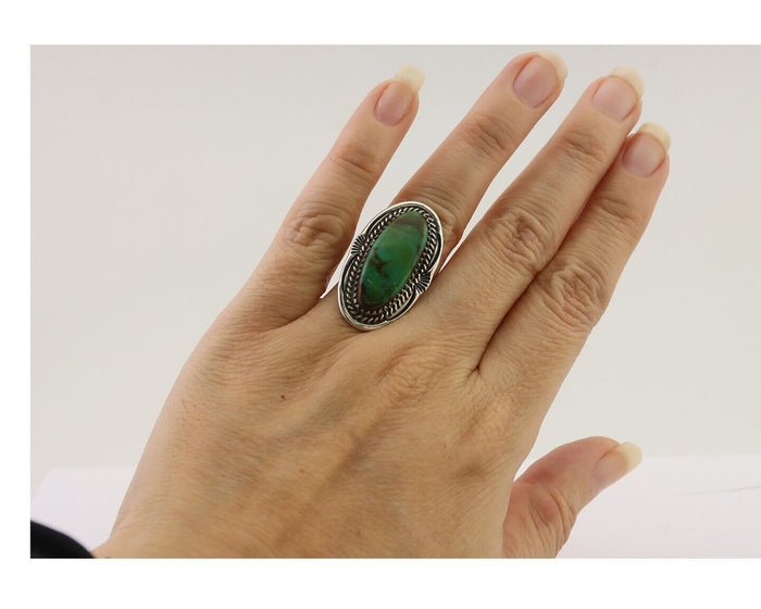 Navajo Ring 925 Silver Natural Blue Turquoise Native American Artist C.80's
