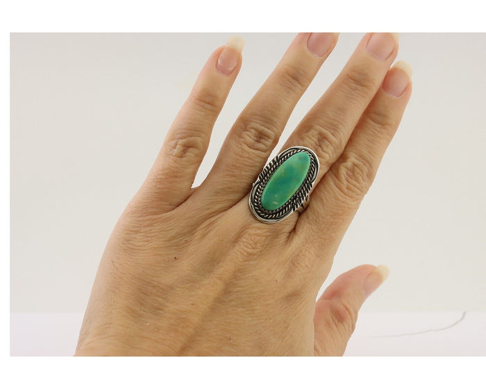 Navajo Ring 925 Silver Natural Blue Turquoise Native American Artist C.80's