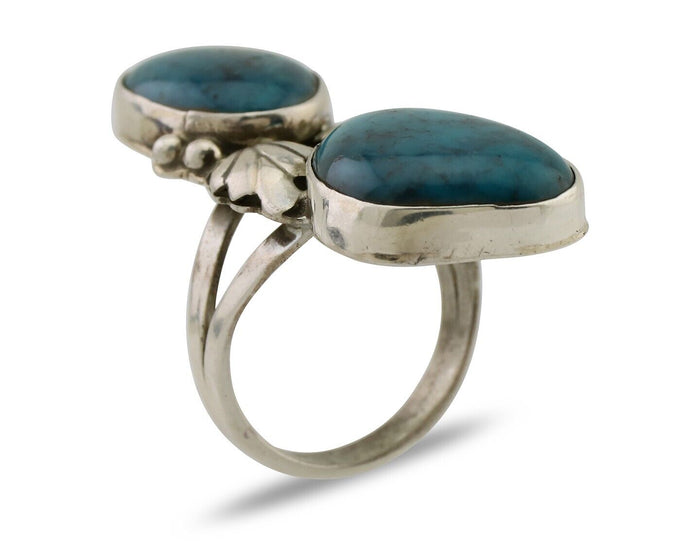 Navajo Ring 925 Silver Natural Blue Turquoise Native American C.80's