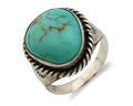 Navajo Ring 925 Silver Natural Blue Turquoise Native American Signed C.1980's