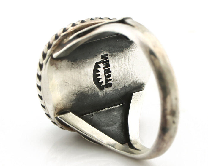 Navajo Ring 925 Silver Natural Blue Turquoise Native American Signed C.1980's
