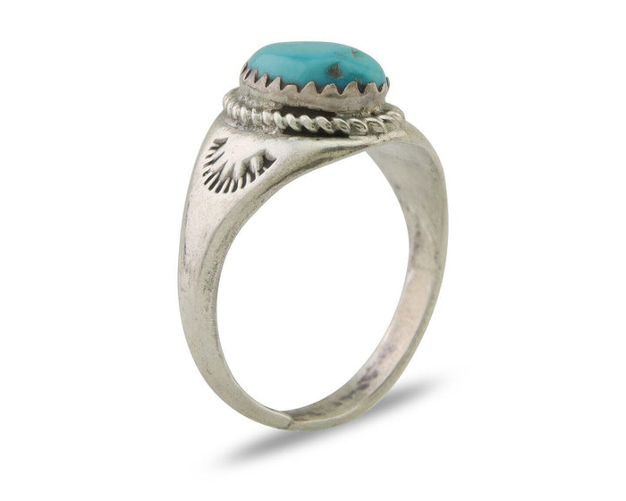 Navajo Ring 925 Silver Natural Blue Turquoise Native Artist C.80's