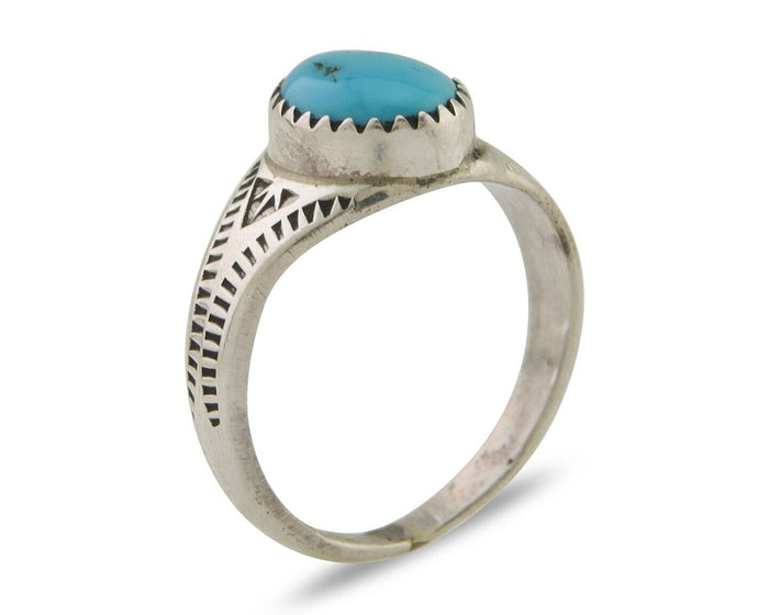 Navajo Ring 925 Silver Natural Blue Turquoise Native Artist C.80's