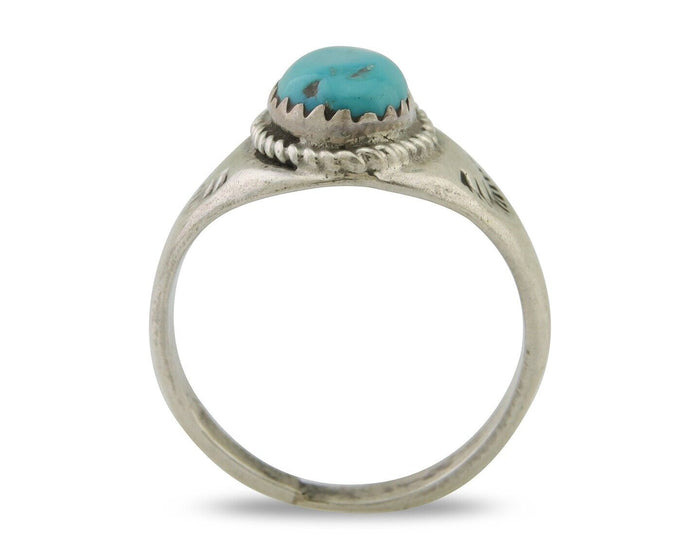 Navajo Ring 925 Silver Natural Blue Turquoise Native Artist C.80's