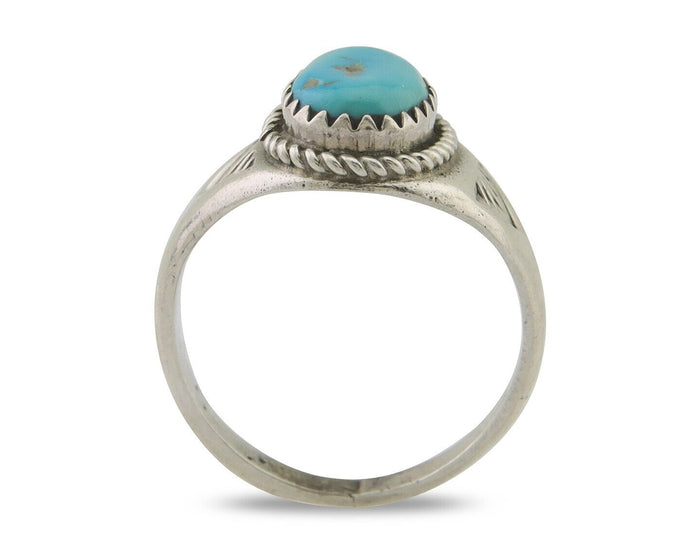 Navajo Ring 925 Silver Natural Blue Turquoise Native Artist C.80's