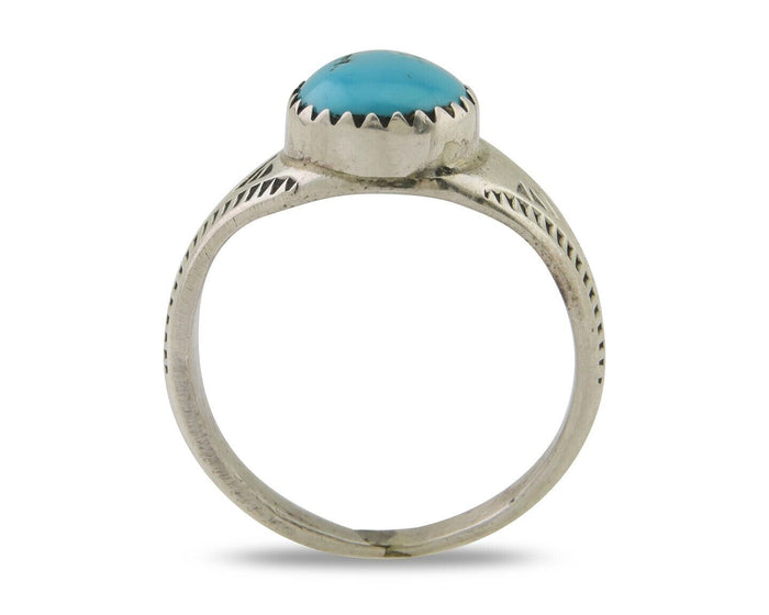 Navajo Ring 925 Silver Natural Blue Turquoise Native Artist C.80's
