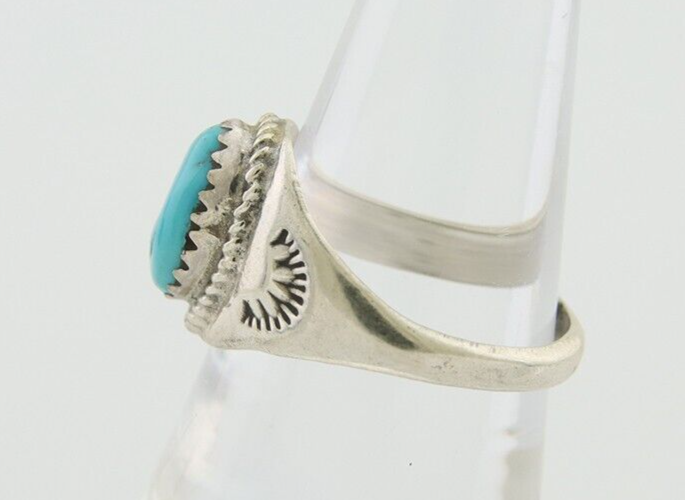 Navajo Ring 925 Silver Natural Blue Turquoise Native Artist C.80's