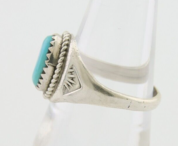 Navajo Ring 925 Silver Natural Blue Turquoise Native Artist C.80's