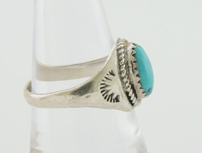 Navajo Ring 925 Silver Natural Blue Turquoise Native Artist C.80's