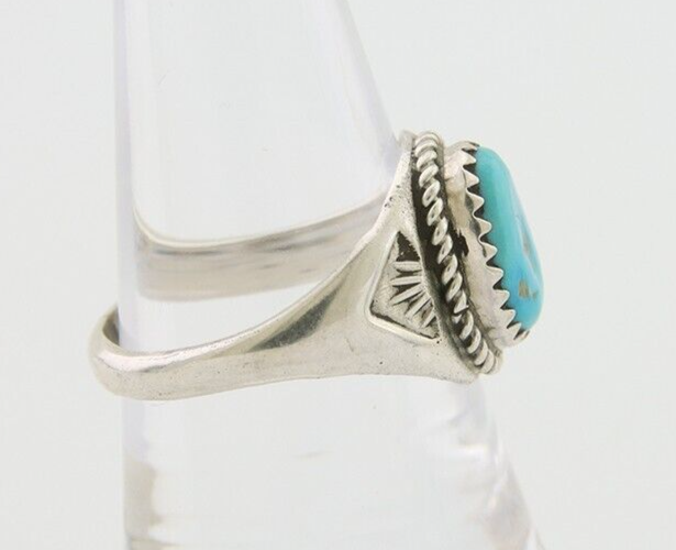 Navajo Ring 925 Silver Natural Blue Turquoise Native Artist C.80's