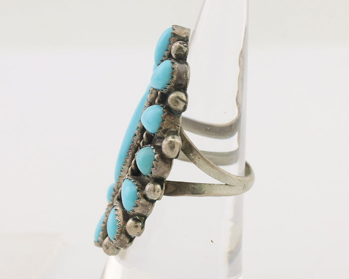 Navajo Ring 925 Silver Natural Blue Turquoise Native Artist Signed CL C.80's