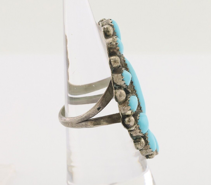 Navajo Ring 925 Silver Natural Blue Turquoise Native Artist Signed CL C.80's