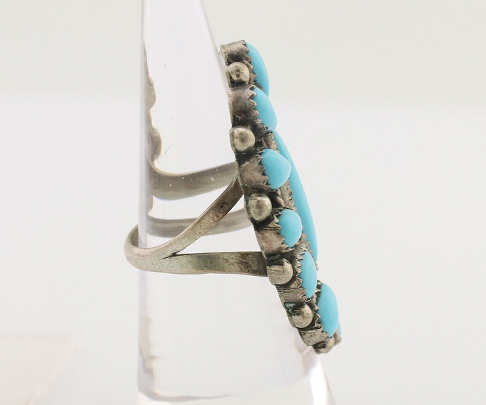 Navajo Ring 925 Silver Natural Blue Turquoise Native Artist Signed CL C.80's
