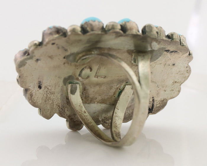 Navajo Ring 925 Silver Natural Blue Turquoise Native Artist Signed CL C.80's