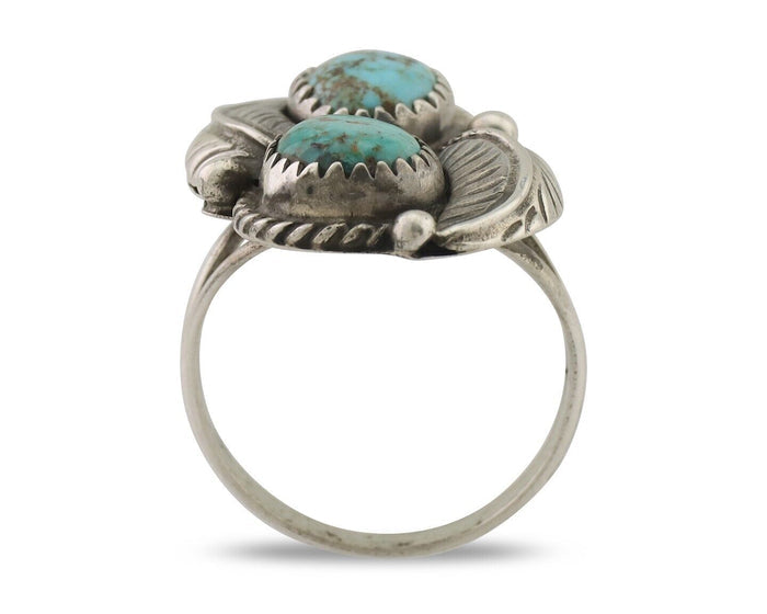 Navajo Ring 925 Silver Natural Blue Turquoise Native Artist Signed Montoya C.80s