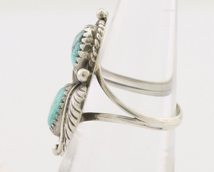 Navajo Ring 925 Silver Natural Blue Turquoise Native Artist Signed Montoya C.80s