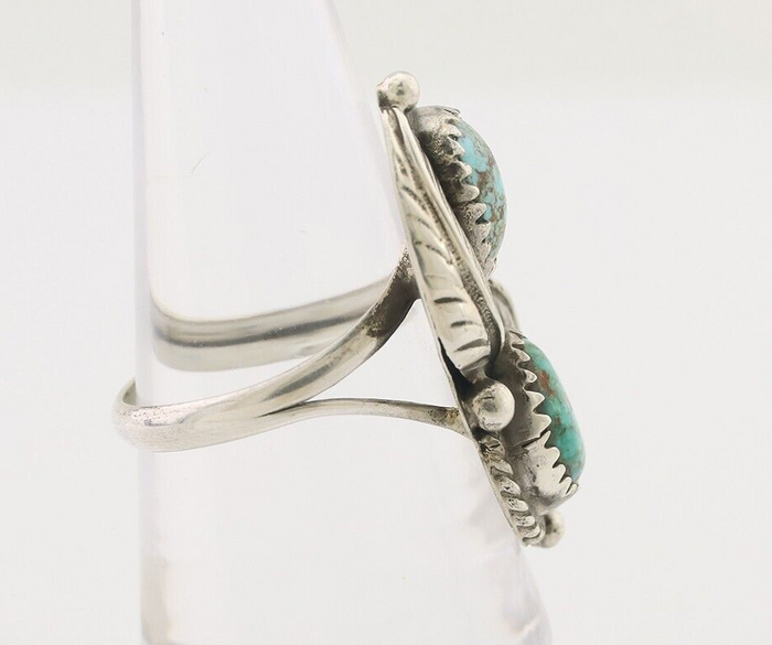 Navajo Ring 925 Silver Natural Blue Turquoise Native Artist Signed Montoya C.80s