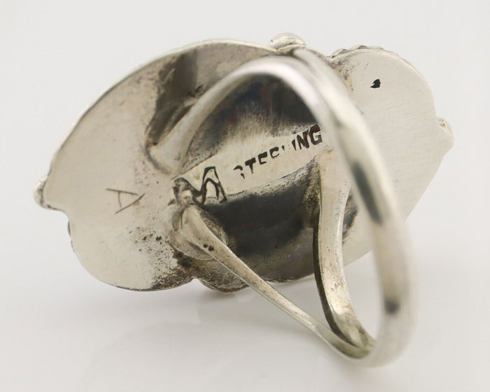 Navajo Ring 925 Silver Natural Blue Turquoise Native Artist Signed Montoya C.80s