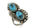 Navajo Ring 925 Silver Natural Blue Turquoise Native Artist Signed SC C.80's