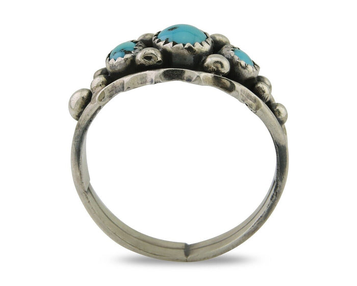 Navajo Ring 925 Silver Natural Blue Turquoise Native Artist Signed SC C.80's