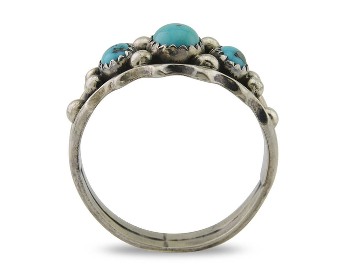 Navajo Ring 925 Silver Natural Blue Turquoise Native Artist Signed SC C.80's