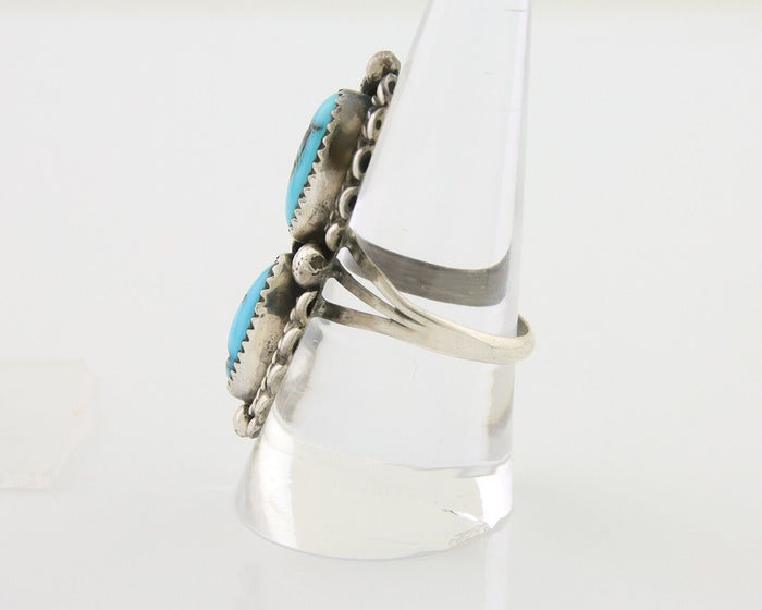 Navajo Ring 925 Silver Natural Blue Turquoise Native Artist Signed SC C.80's