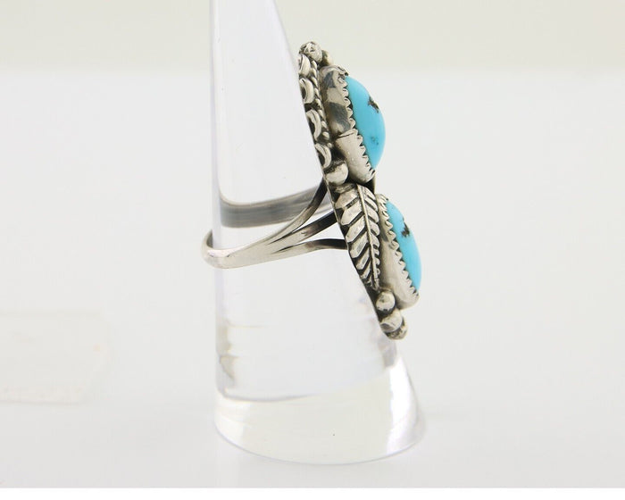 Navajo Ring 925 Silver Natural Blue Turquoise Native Artist Signed SC C.80's