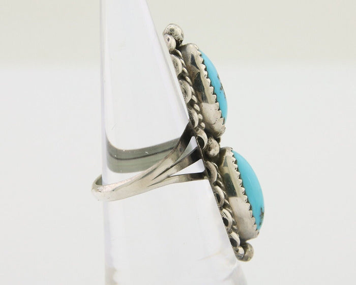 Navajo Ring 925 Silver Natural Blue Turquoise Native Artist Signed SC C.80's