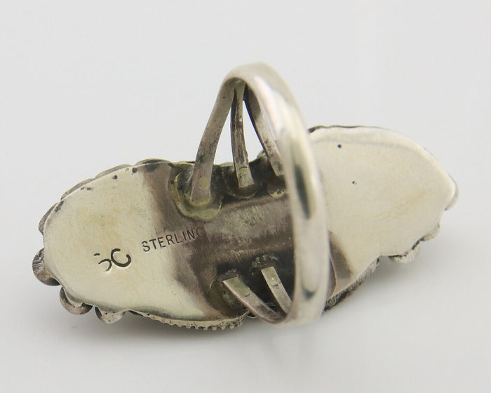 Navajo Ring 925 Silver Natural Blue Turquoise Native Artist Signed SC C.80's