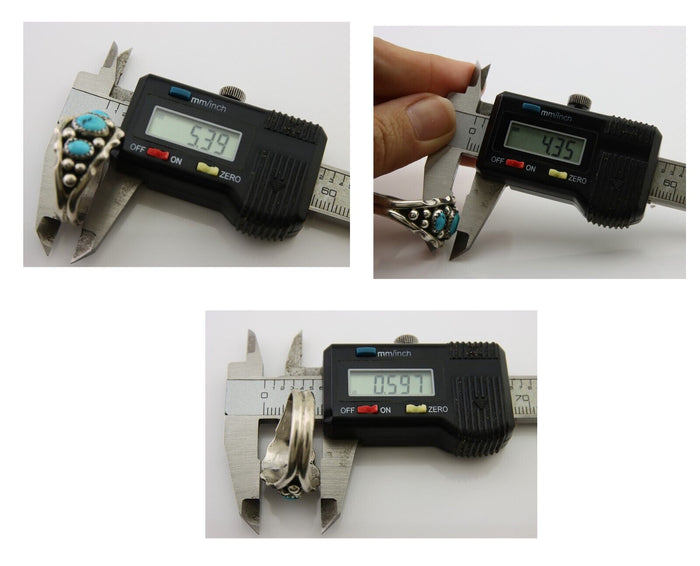 Navajo Ring 925 Silver Natural Blue Turquoise Native Artist Signed SC C.80's