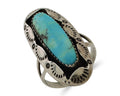 Navajo Ring 925 Silver Natural Blue Turquoise Native Artist Size 8.25 C.80's