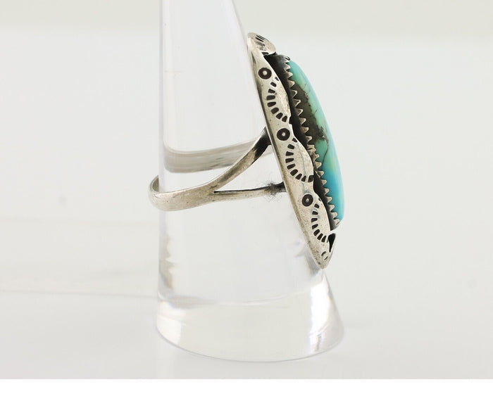 Navajo Ring 925 Silver Natural Blue Turquoise Native Artist Size 8.25 C.80's