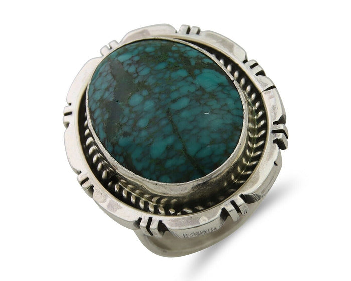 Navajo Ring 925 Silver Natural Blue Turquoise Signed Etsitty C.80's