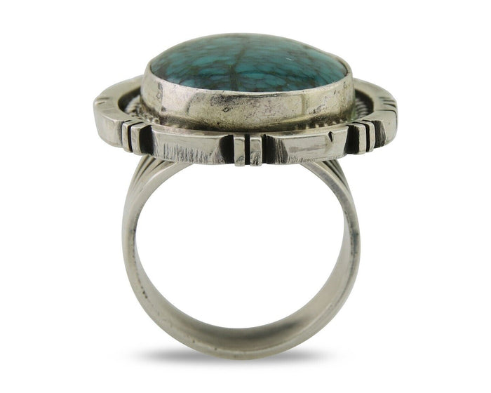 Navajo Ring 925 Silver Natural Blue Turquoise Signed Etsitty C.80's