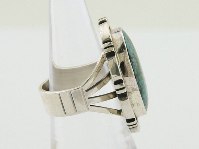 Navajo Ring 925 Silver Natural Blue Turquoise Signed Etsitty C.80's