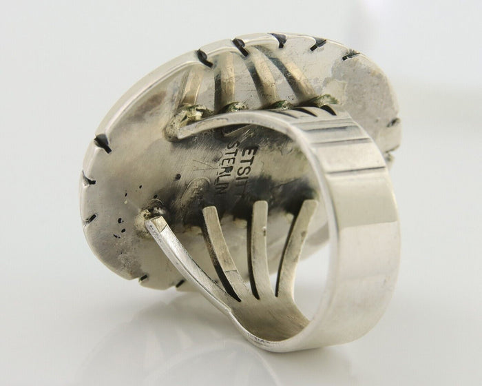 Navajo Ring 925 Silver Natural Blue Turquoise Signed Etsitty C.80's