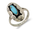 Navajo Ring 925 Silver Natural Blue Turquoise Signed IJC C.80's